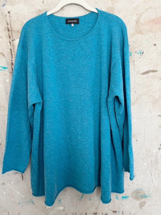 Eskandar Cashmere A-Line Sweater, Dark Turquoise - Picture 3 of 5